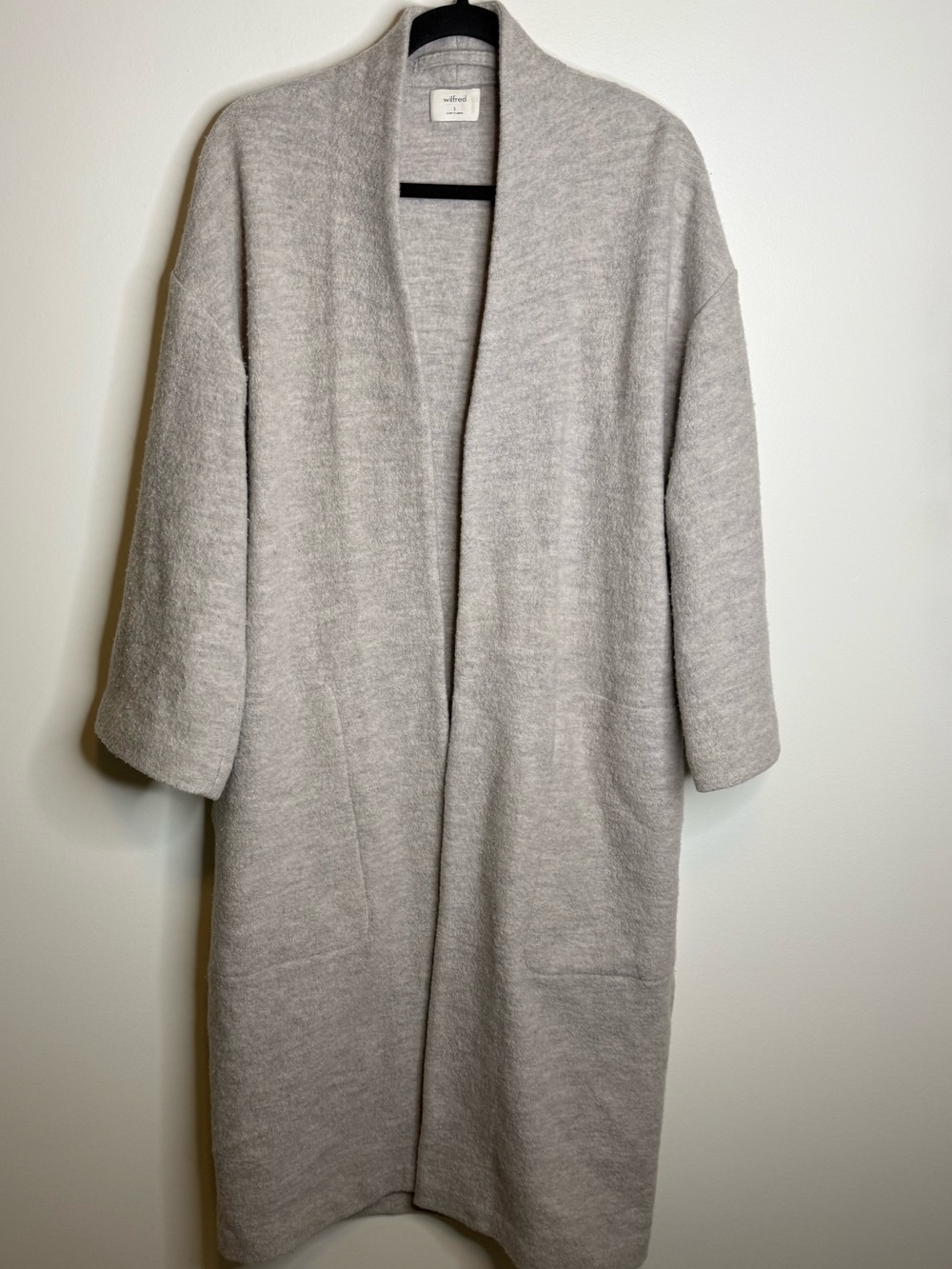 Wilfred Light Gray Open-Front Pea Coat small aritzia merino wool